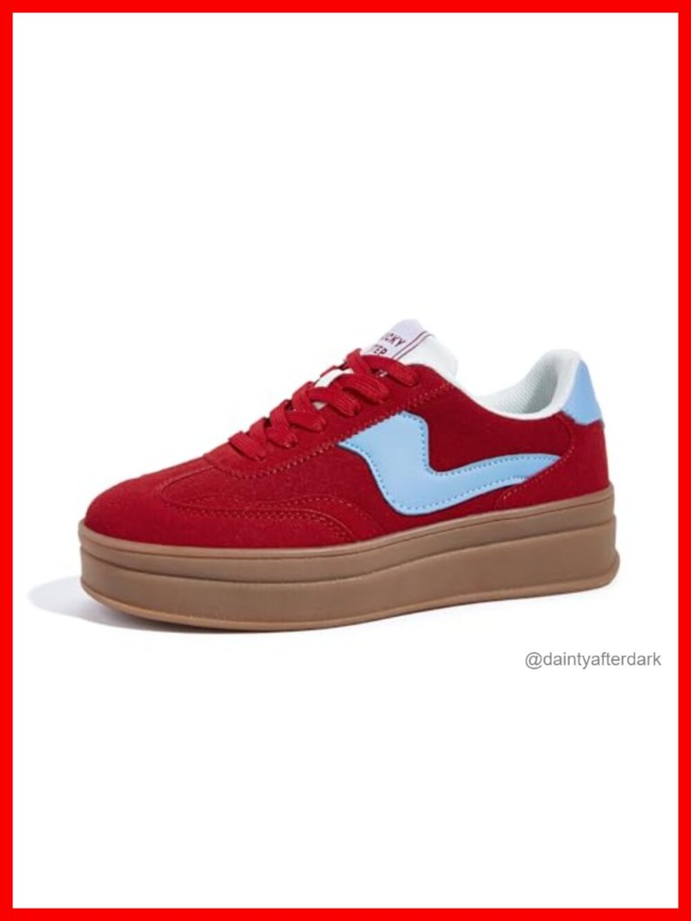 Women's Platform Fashion Sneakers Thick Sole Faux Leather Suede Lace-Up